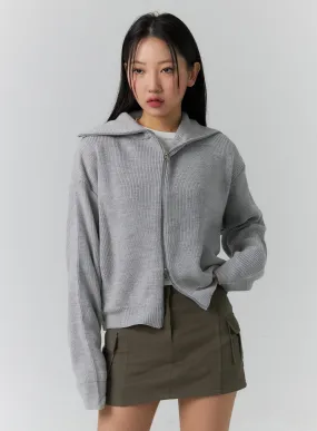 Basic Two-Way Zip-Up Knit Sweater CD304