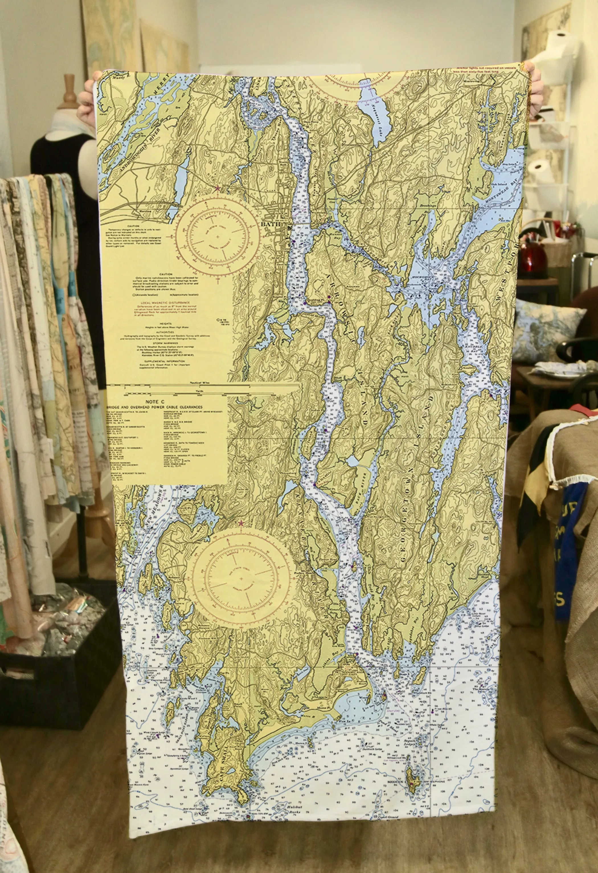 Bath to Cape Small Nautical Chart Quick Dry Towel