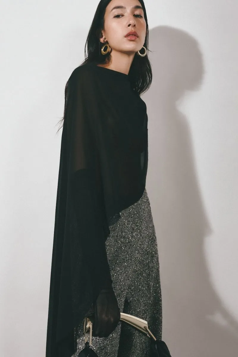 BLACK ASYMMETRIC SEE-THROUGH CAPE