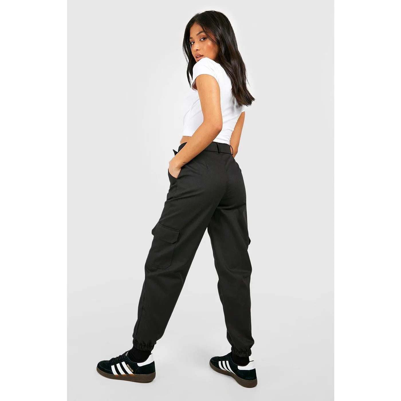 Black Cargo High Waist Joggers