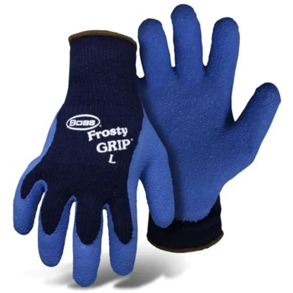 BOSS Frosty GRIP 8439L Protective Gloves, L, Knit Wrist Cuff, Acrylic Glove, Blue