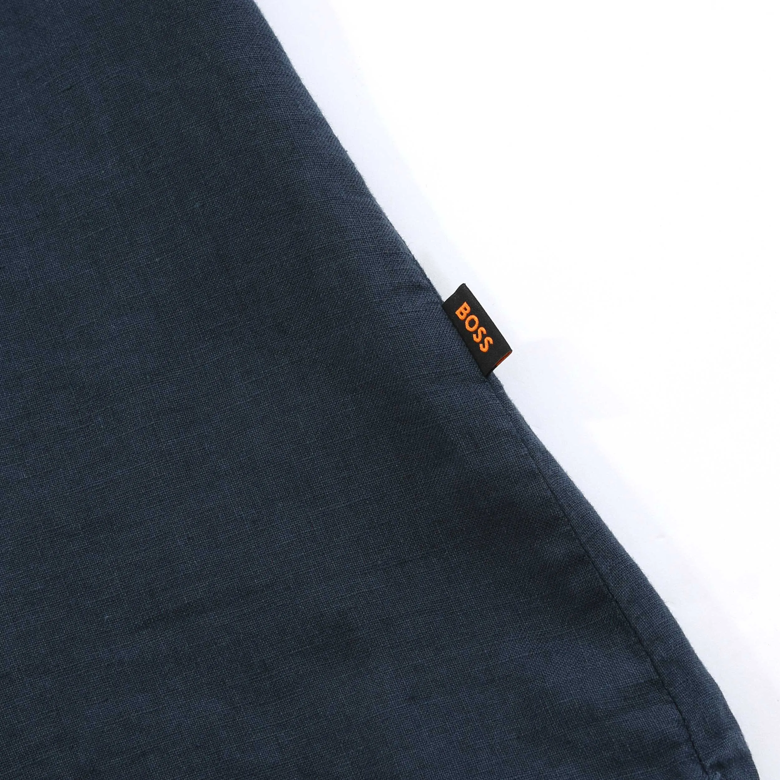 BOSS Rash 2 Short Sleeve Linen Shirt in Navy