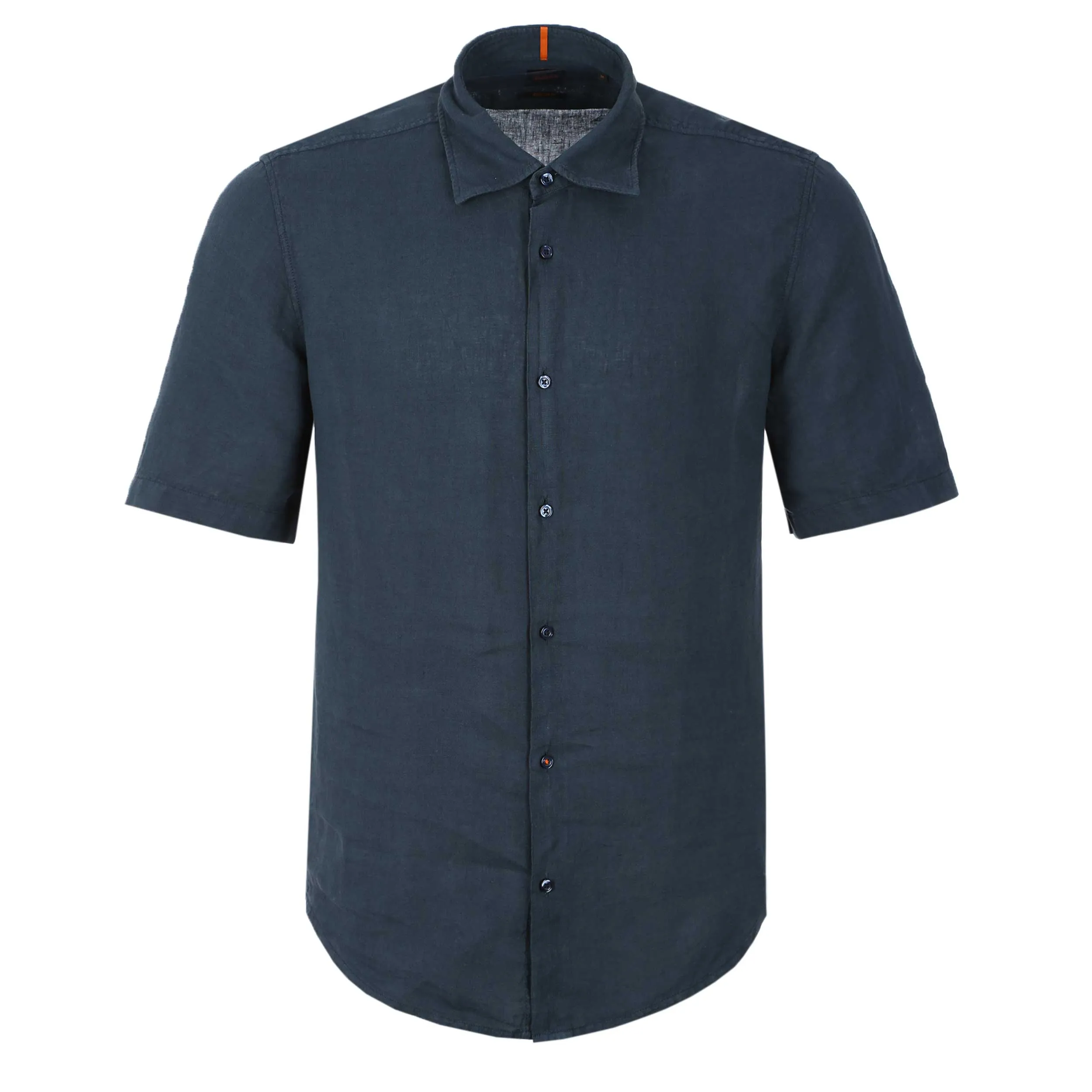 BOSS Rash 2 Short Sleeve Linen Shirt in Navy