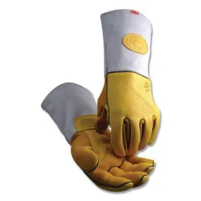 Caiman 1485 Series Gold Elk Grain Heavy-Duty Welding Gloves, Wool, Medium, 1485-M