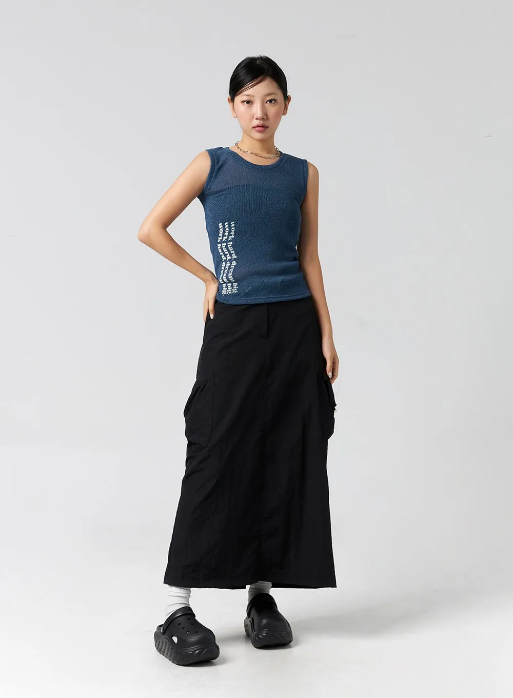 Cargo Nylon Maxi Skirt CG302