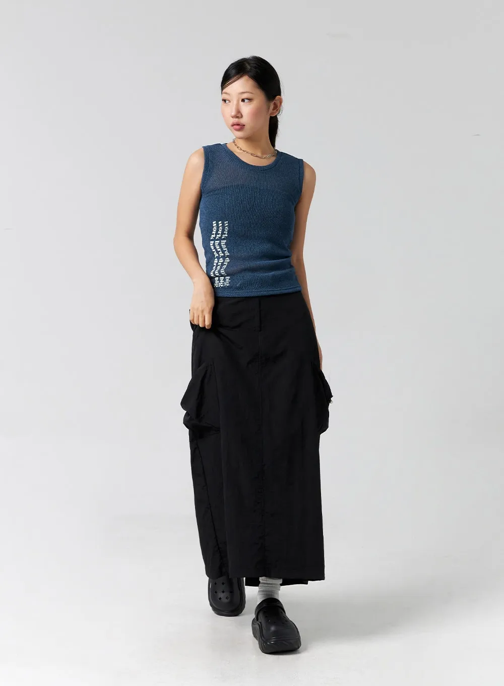 Cargo Nylon Maxi Skirt CG302