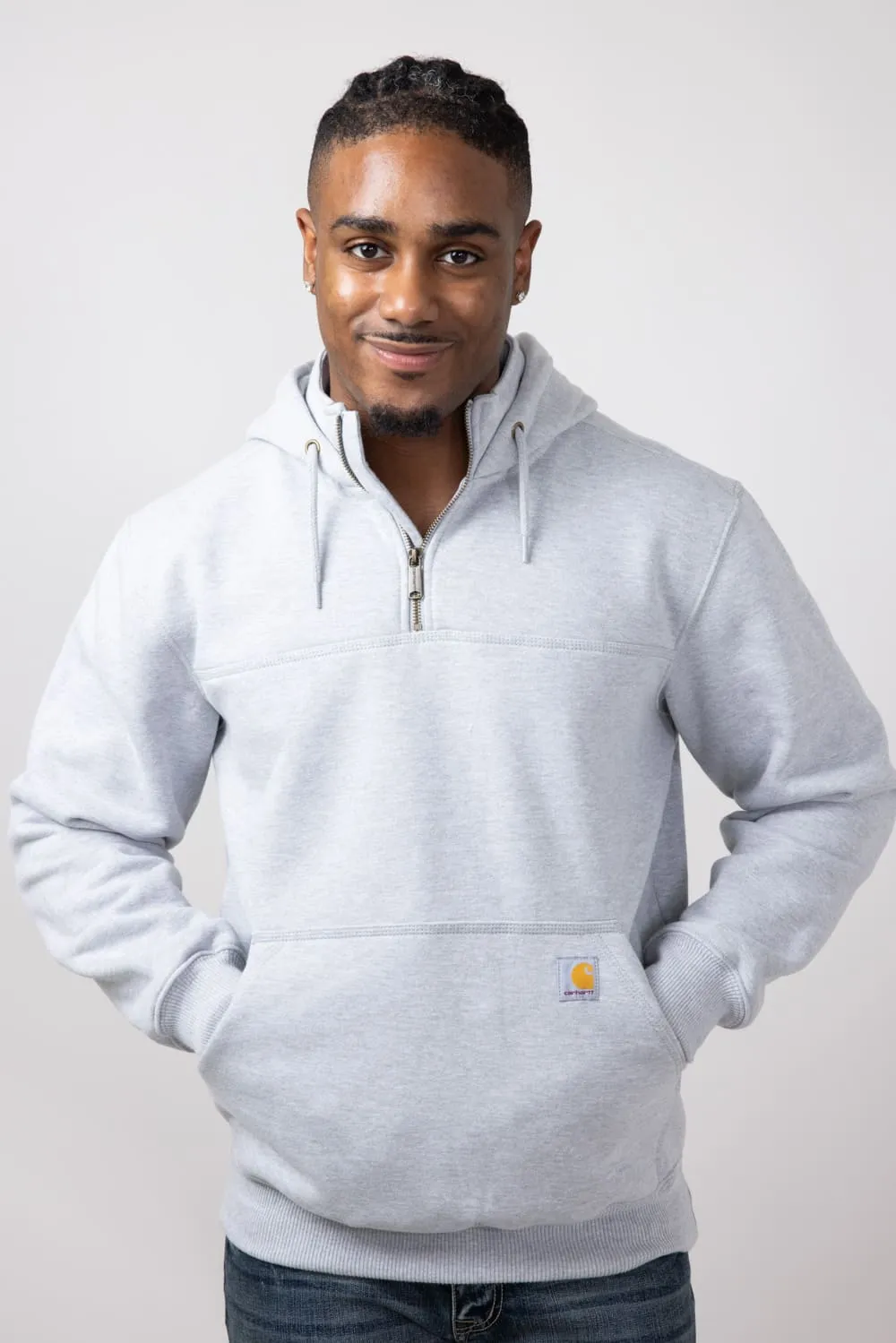 Carhartt Rain Defender Loose Fit Quarter Zip Hoodie for Men in Grey | 100617-034-GRAY