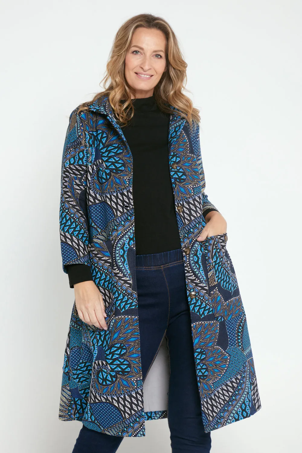 Carlton L/S Fleece Lined Coat - Lapis Lazuli