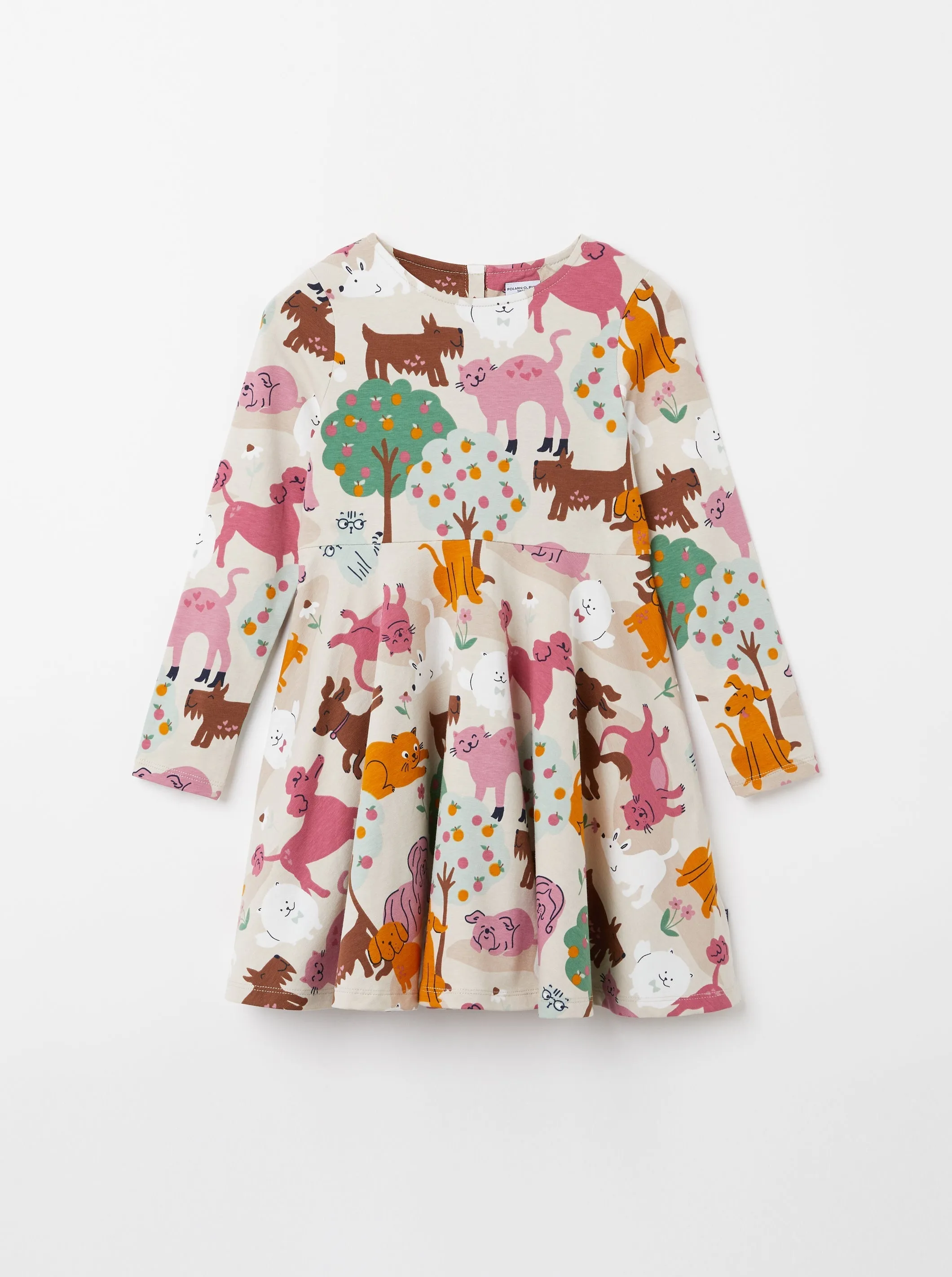 Cats & Dogs Print Kids Dress