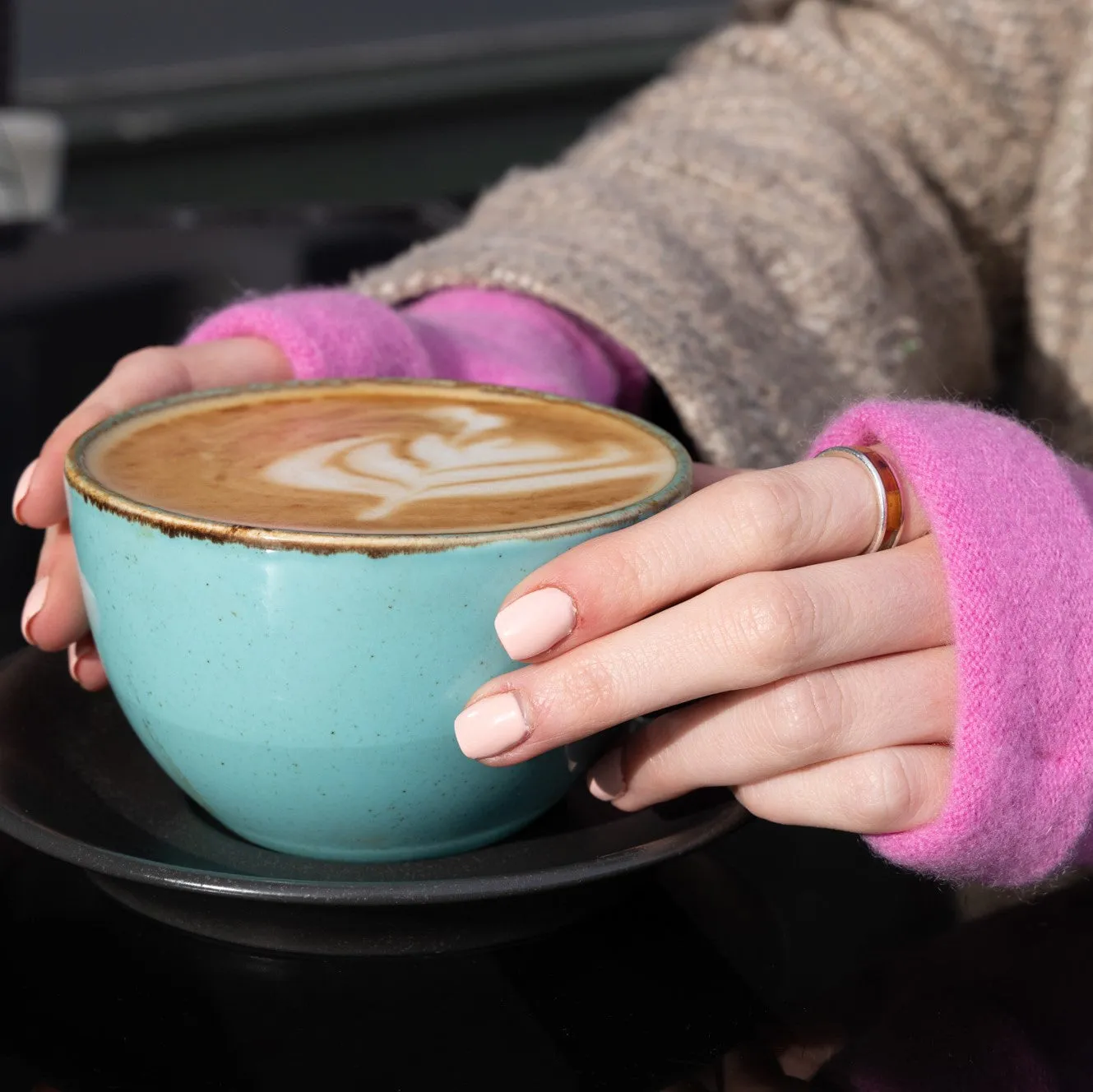 Cherry Blossom Cashmere Fingerless Gloves