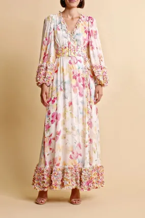 Chiffon Wrap Gown in Wildflowers