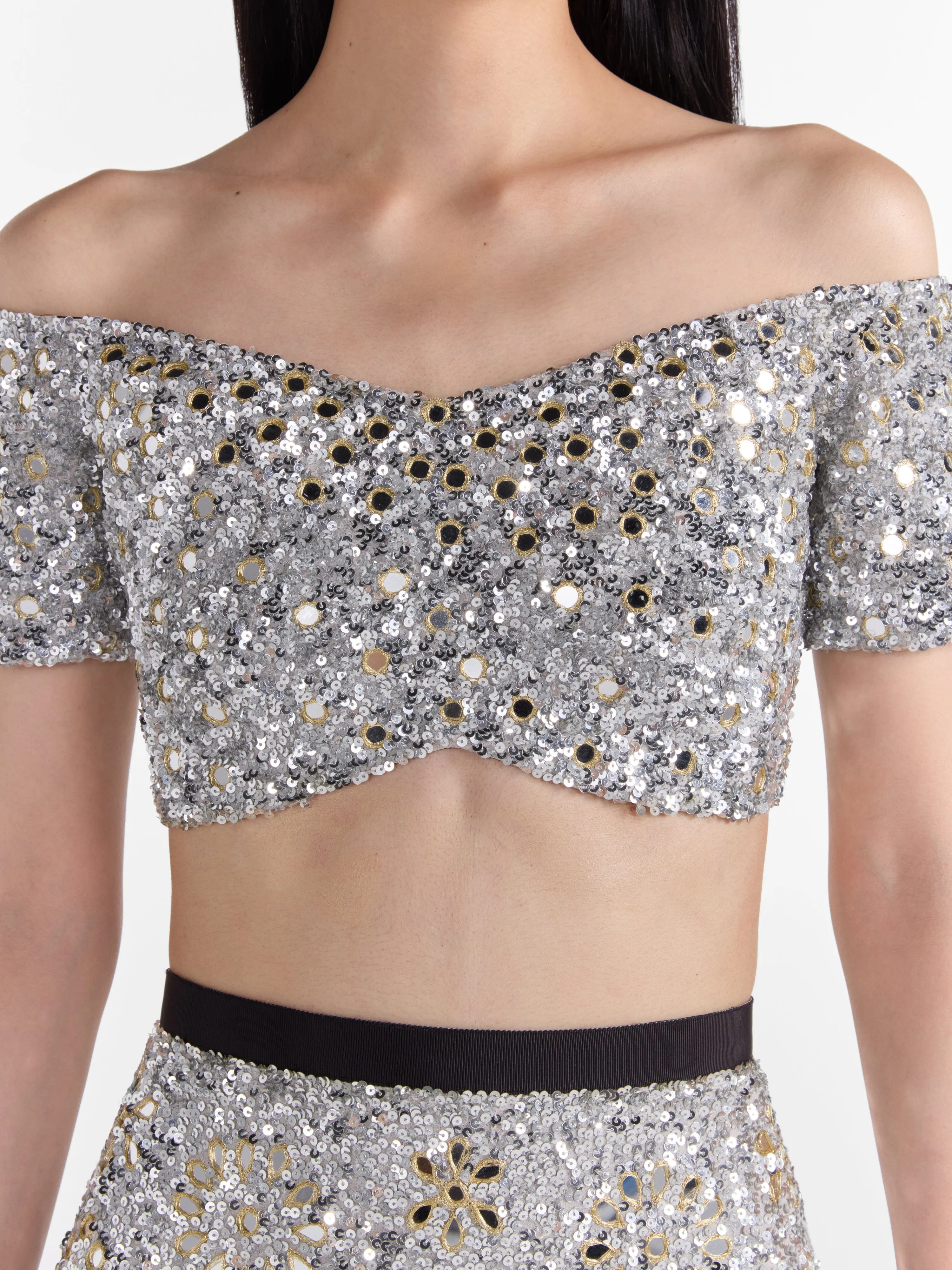 Clementine Choli in Silver Sequin