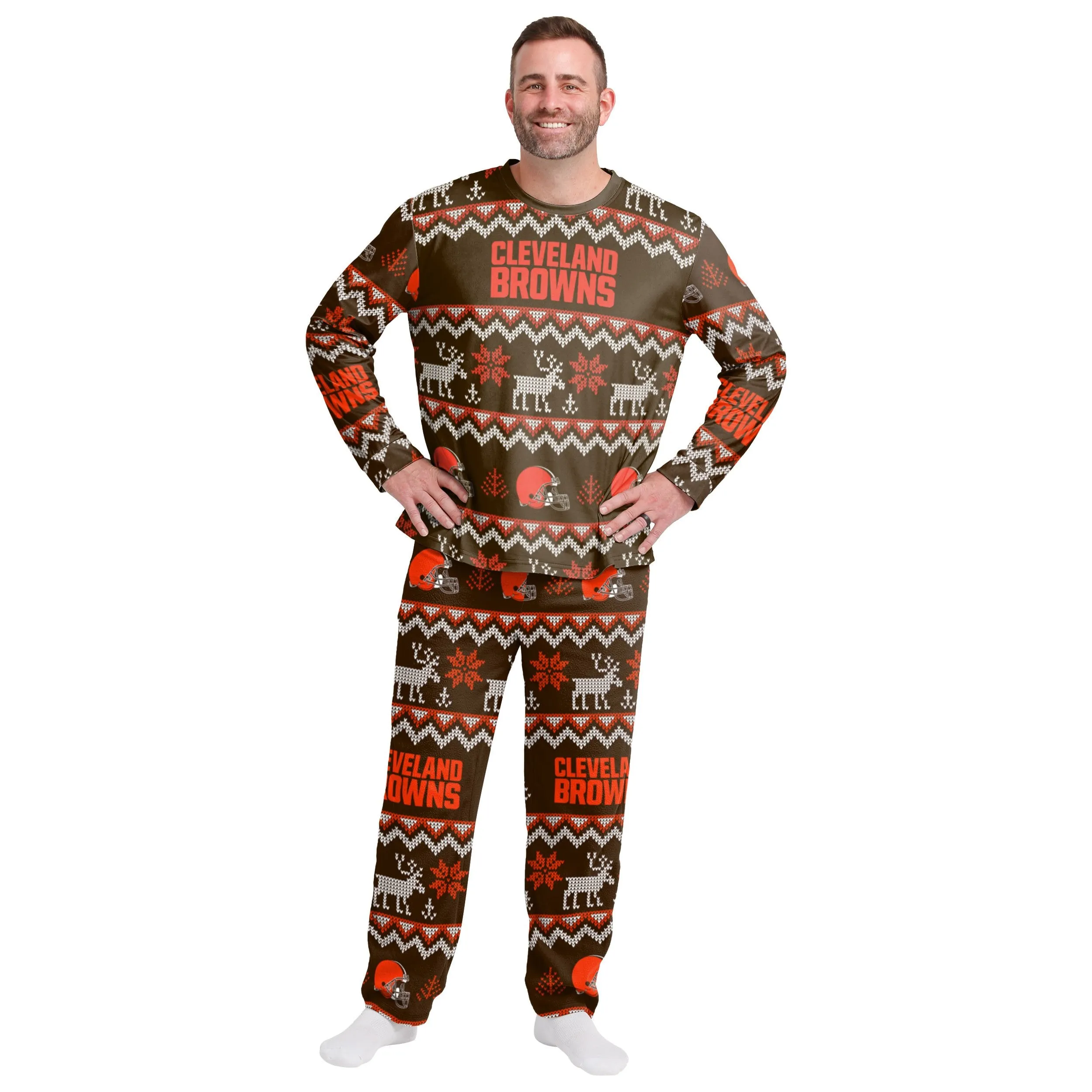 Cleveland Browns NFL Ugly Pattern Family Holiday Pajamas