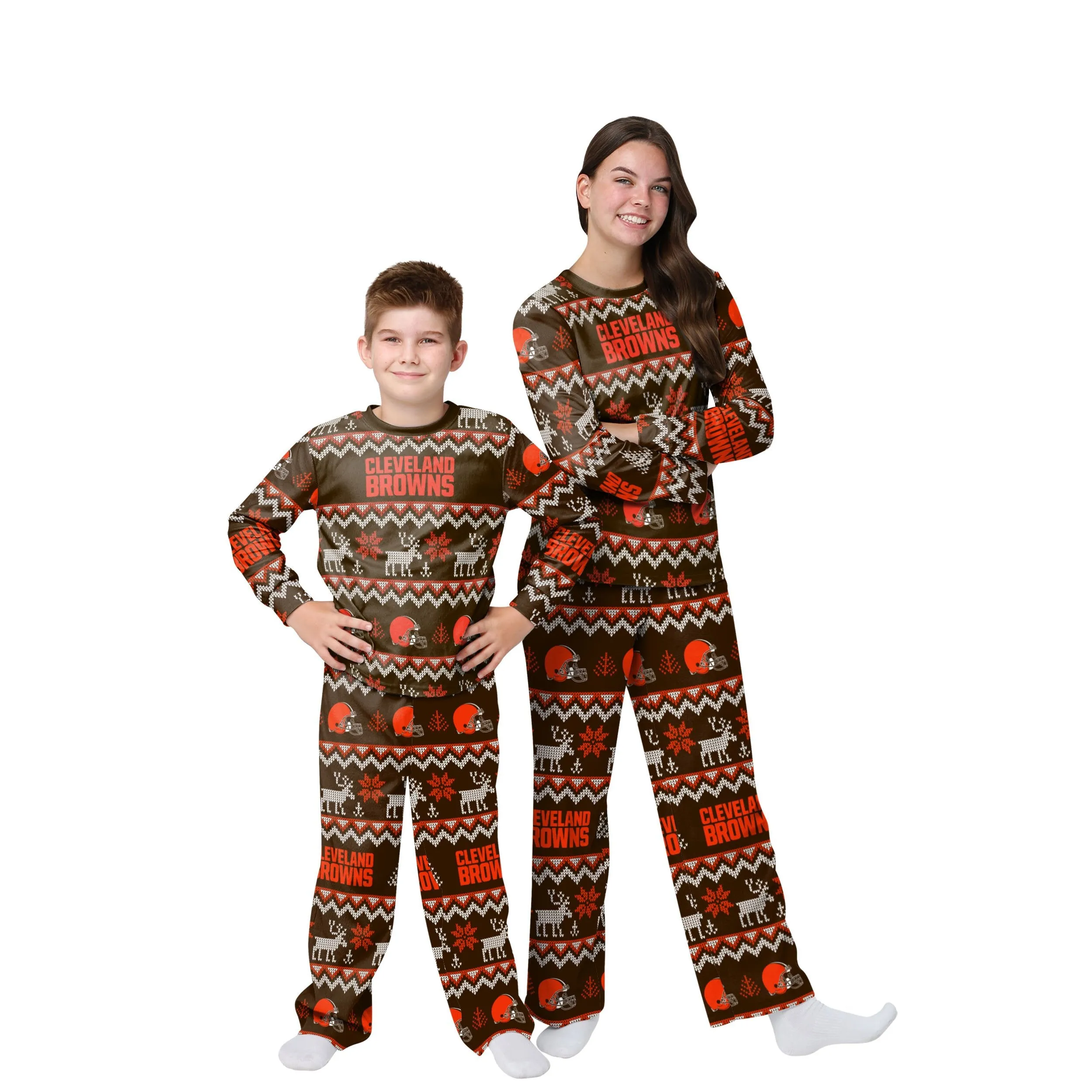 Cleveland Browns NFL Ugly Pattern Family Holiday Pajamas