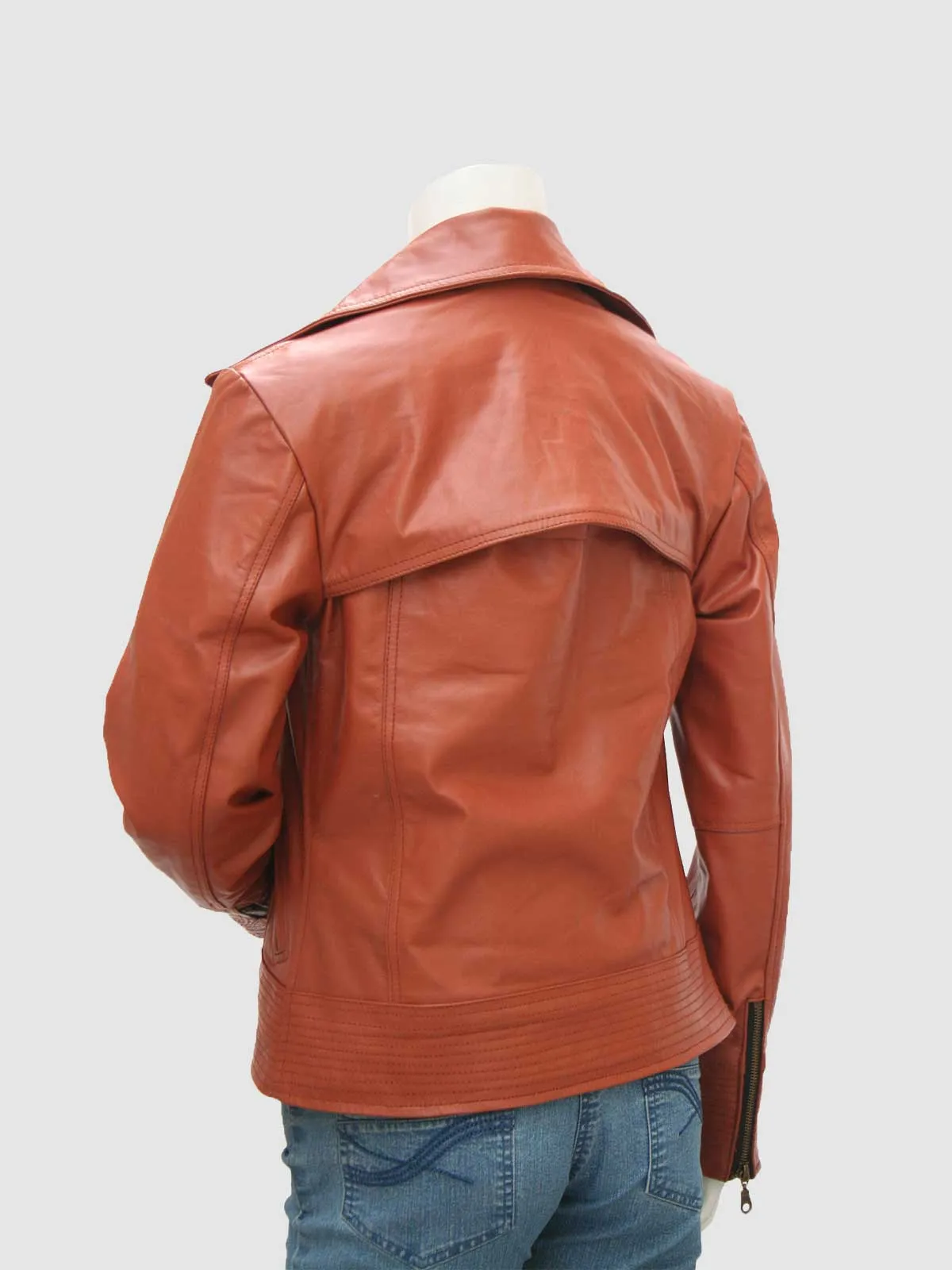 Cognac Leather Biker Jacket