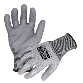 Commander(N10590) Cut Resistant Work Gloves, 13-Gauge Gray Seamless ANSI A3 Cut Resistant Gloves w/ Gray Polyurethane Palm/Finger Coating, 2X-Large, Case of 12 Pairs