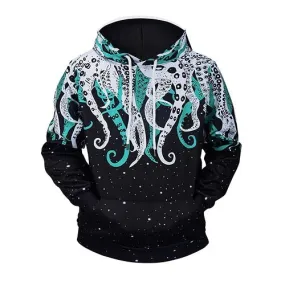 Cool Octopus Tentacles Printed Gothic Hoodie