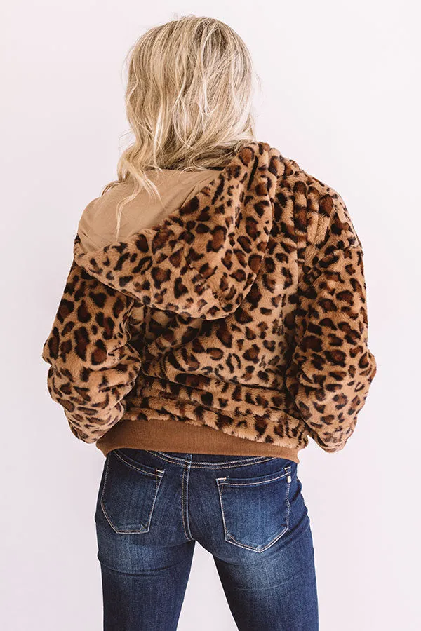 Covered In Cozy Plush Leopard Jacket In Brown