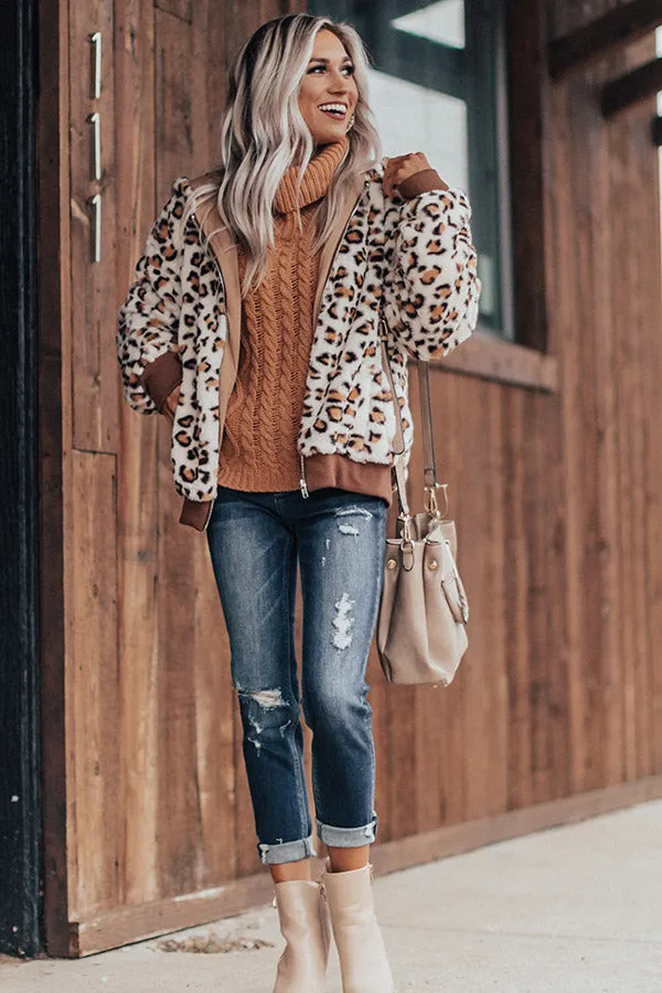 Covered In Cozy Plush Leopard Jacket In Ivory