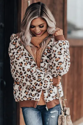 Covered In Cozy Plush Leopard Jacket In Ivory