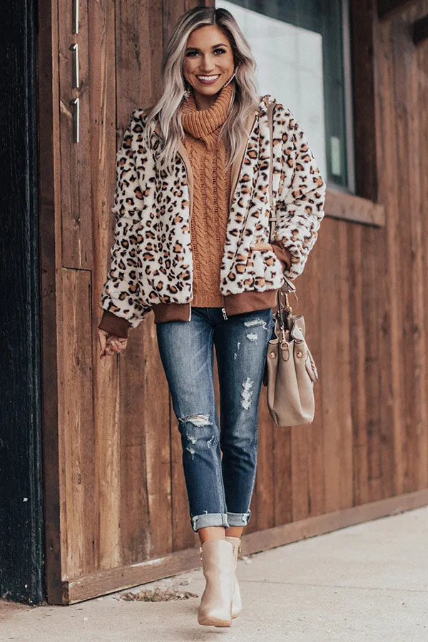 Covered In Cozy Plush Leopard Jacket In Ivory