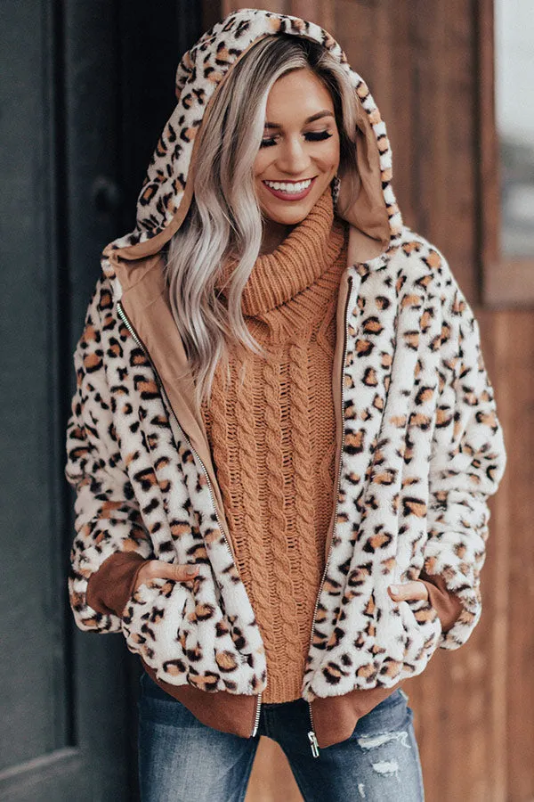 Covered In Cozy Plush Leopard Jacket In Ivory