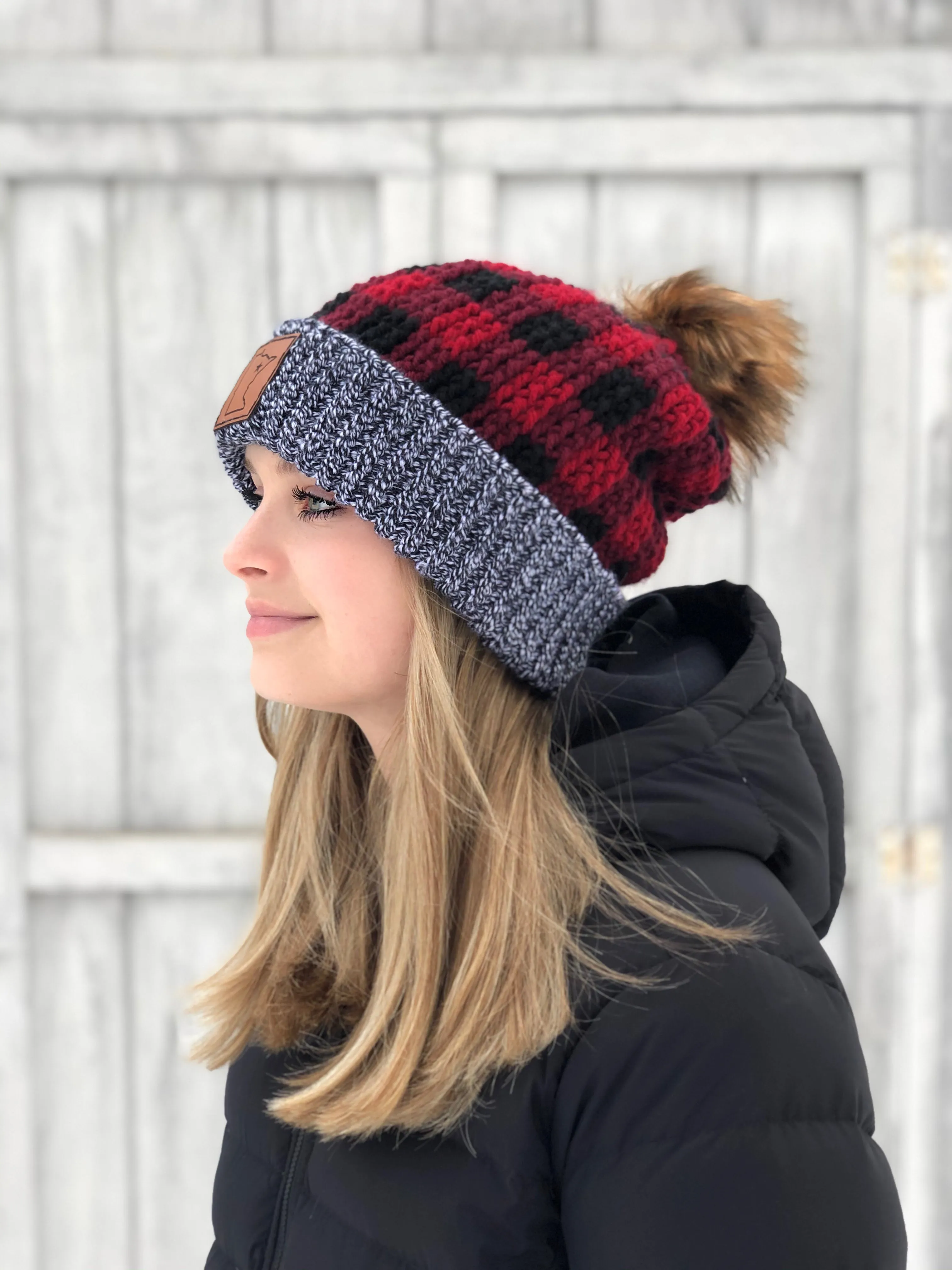 Crochet Pattern for Love My Buffalo Plaid Slouch | Crochet Hat Pattern | Hat Crocheting Pattern | DIY Written Crochet Instructions