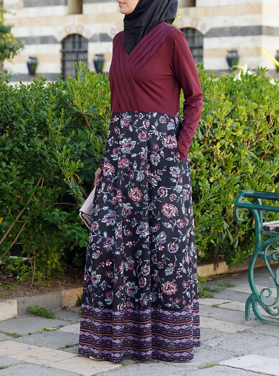 Crossover Pleated Bodice Abaya