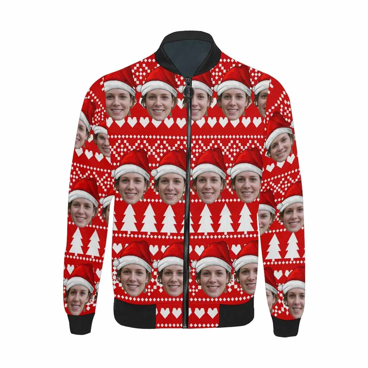 Custom Face Christmas Hat Love Men's Bomber Jacket