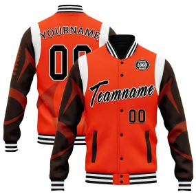 Custom Orange Cleveland Jacket Bomber Full-Snap Varsity Letterman Personalized Jacket FZ005-D025004-11