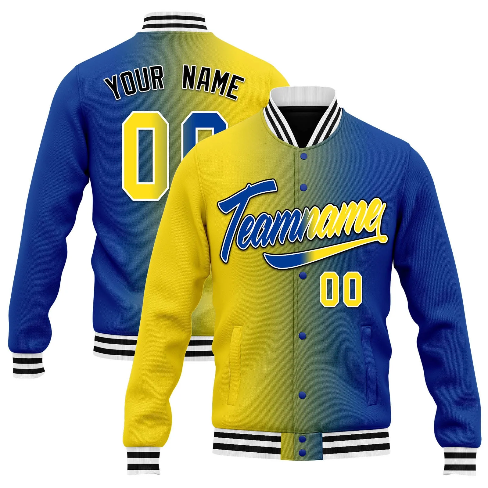 Custom Split Fashion Jacket Bomber Full-Snap Varsity Letterman Personalized Jacket FZ005-D028014-4