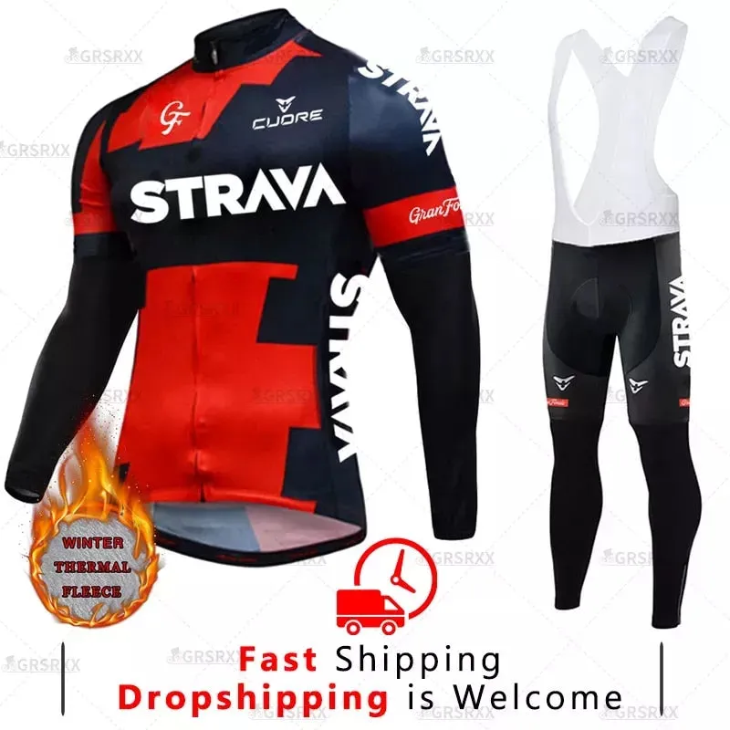 Cycling Suit Winter Bicycle Set Thermal Fleece Cycling Autumn Long Sleeve Sportswear Winter Cycling Suit