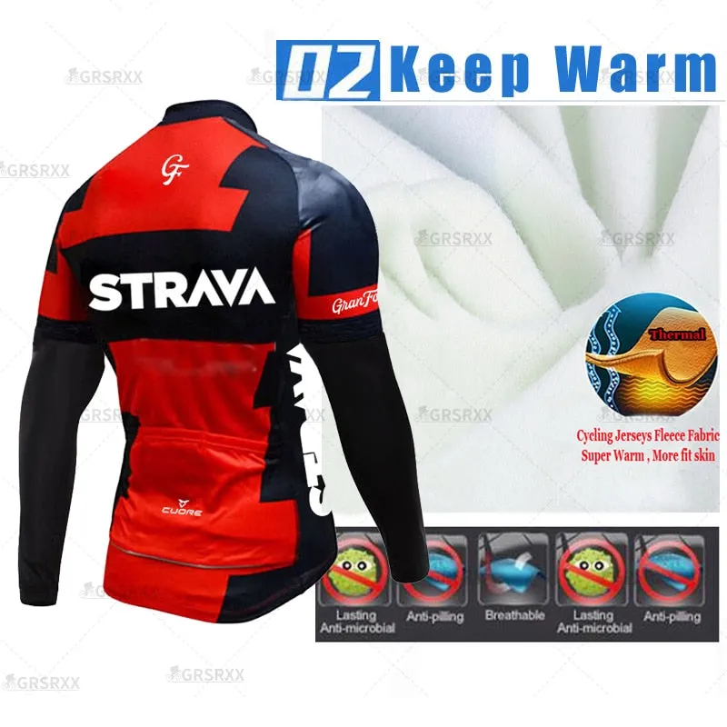 Cycling Suit Winter Bicycle Set Thermal Fleece Cycling Autumn Long Sleeve Sportswear Winter Cycling Suit