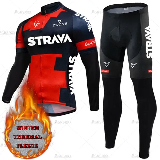 Cycling Suit Winter Bicycle Set Thermal Fleece Cycling Autumn Long Sleeve Sportswear Winter Cycling Suit