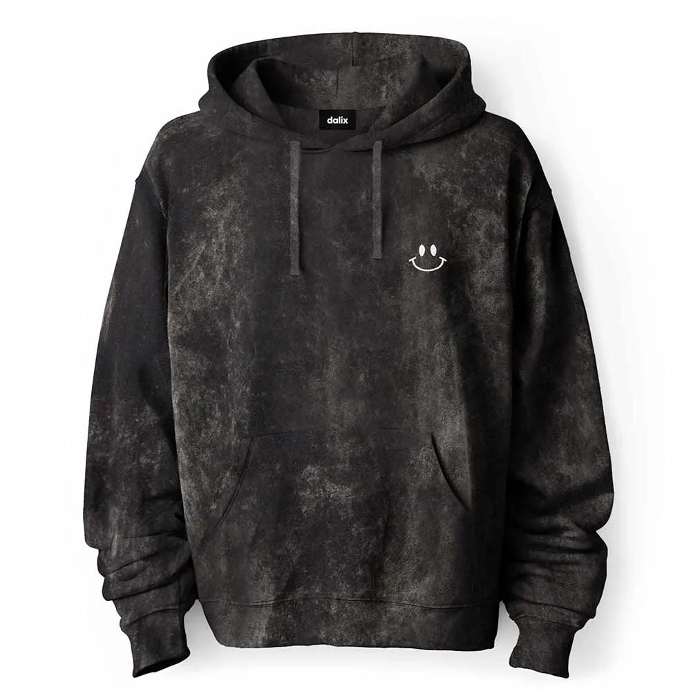 Dalix Smile Face Mineral Wash Hoodie