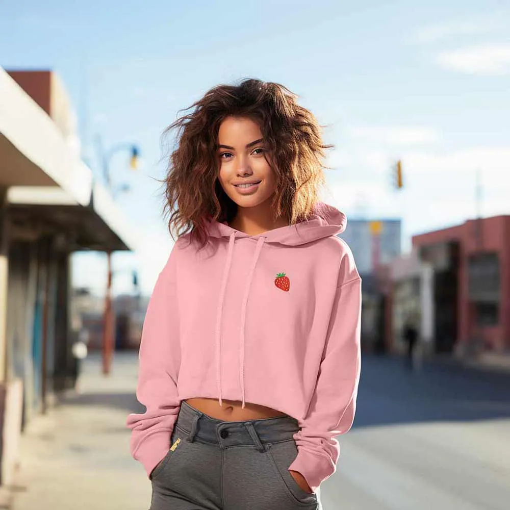 Dalix Strawberry Cropped Hoodie