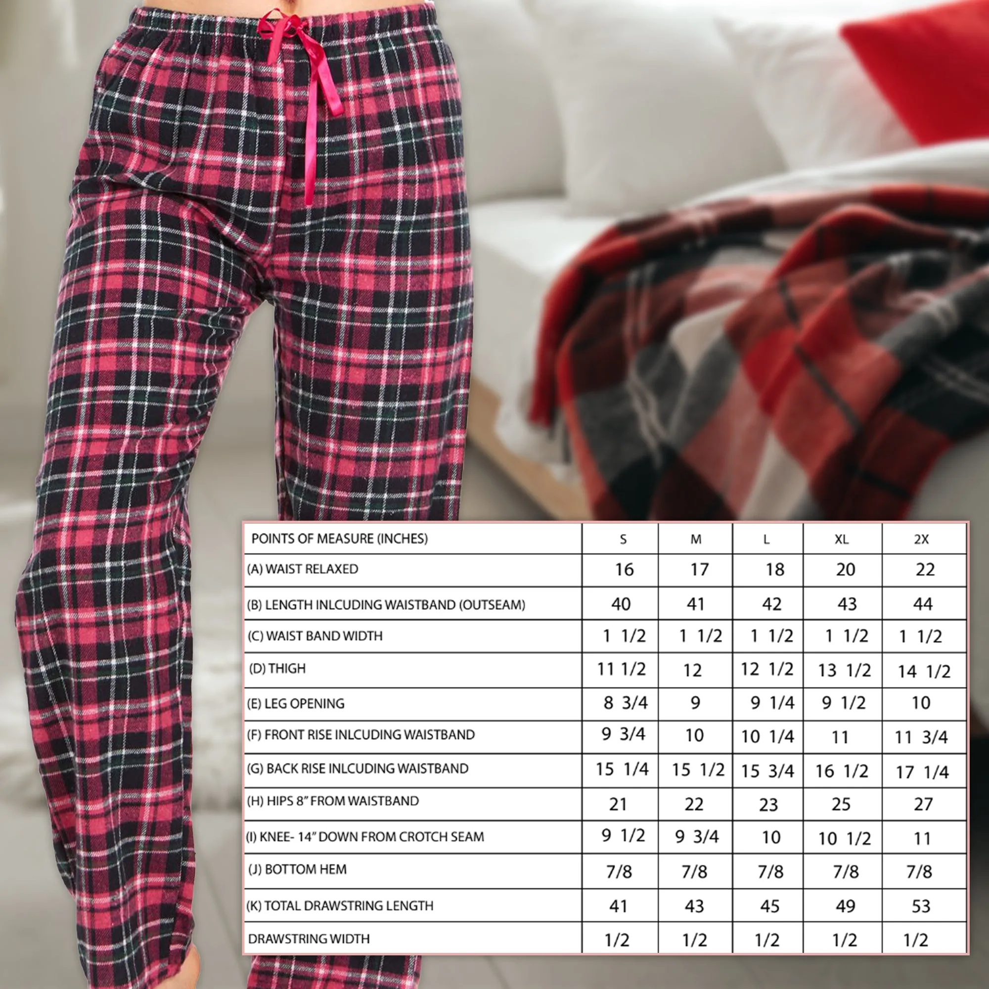 DARESAY Women's Flannel Pajama Pants - Set of Pajama Pants for Women, Soft, Comfy, Plaid Pants for Lounge & Sleep, 3-Pack.