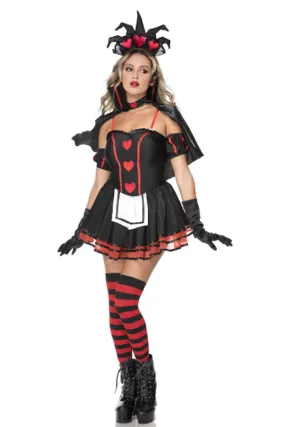 Dark Queen of Hearts Costume Set - Six Piece Halloween and Cosplay Outfit