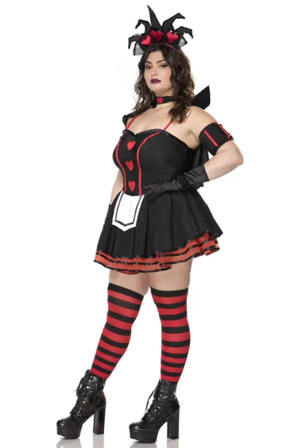 Dark Queen of Hearts Costume Set - Six Piece Halloween and Cosplay Outfit