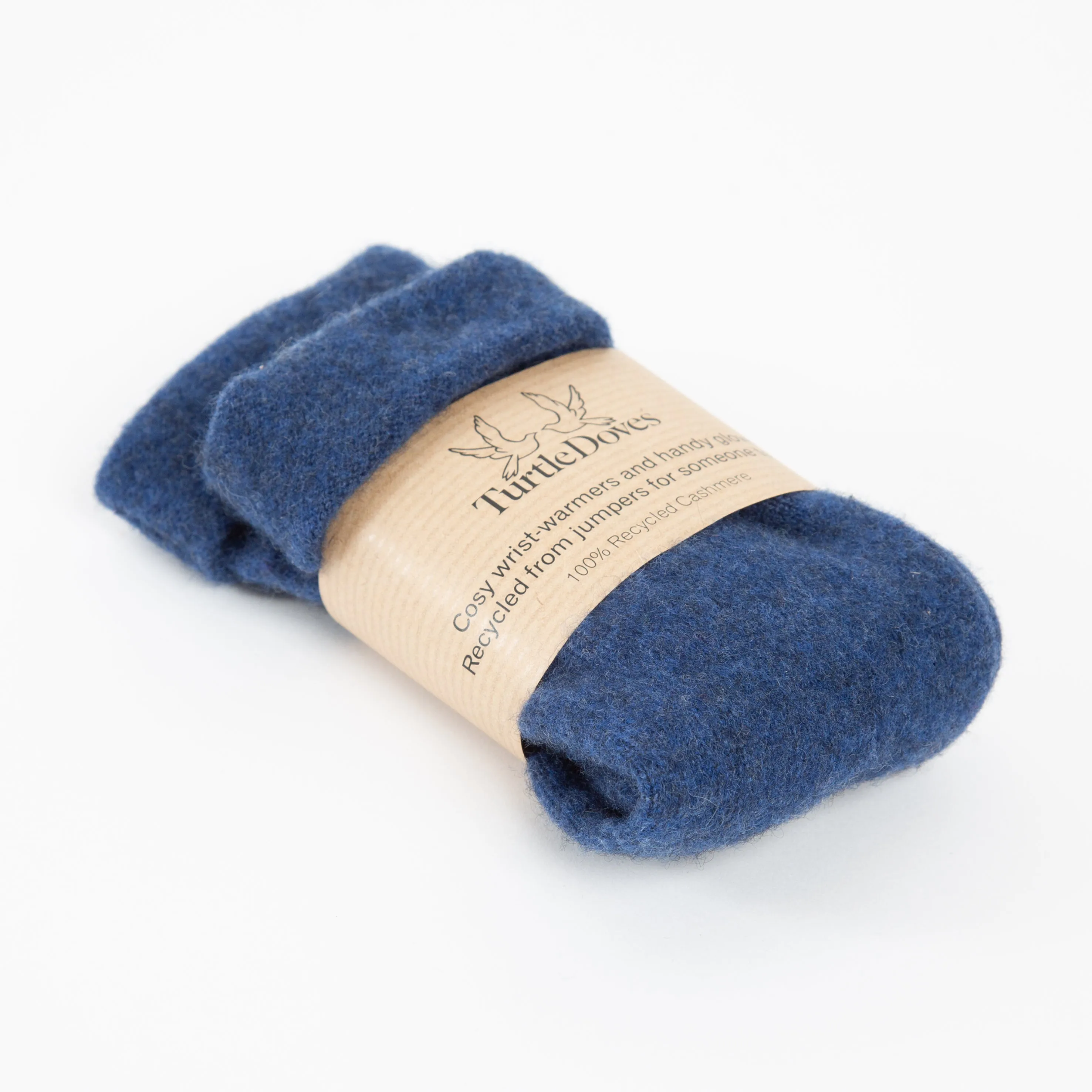 Denim Blue Cashmere Fingerless Gloves