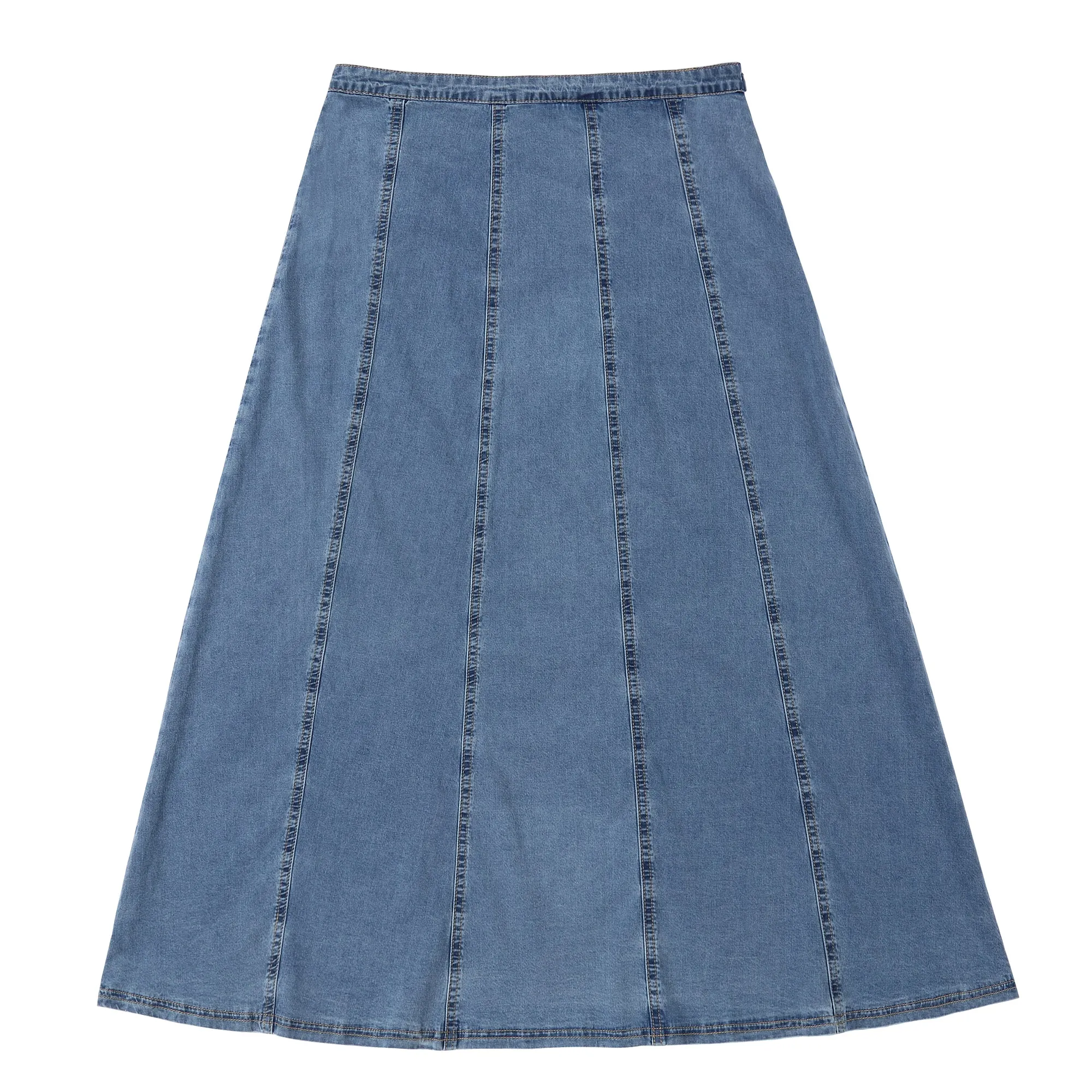 Denim Maxi Paneled Skirt