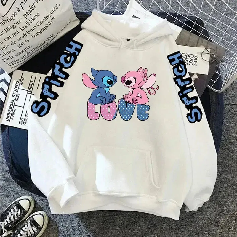 Disney Lilo Stitch Autumn Womens Hoodie Long-Sleeved Women's Sweatshirts Y2k Hoodies Clothes Casual Female Hoodies Sweatshirt