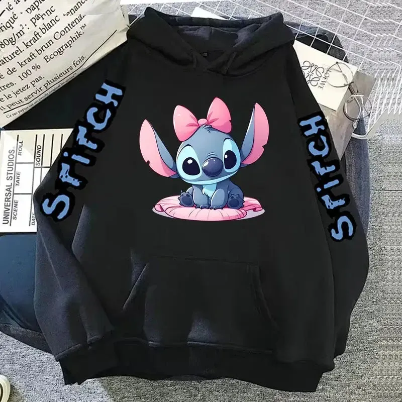 Disney Lilo Stitch Autumn Womens Hoodie Long-Sleeved Women's Sweatshirts Y2k Hoodies Clothes Casual Female Hoodies Sweatshirt