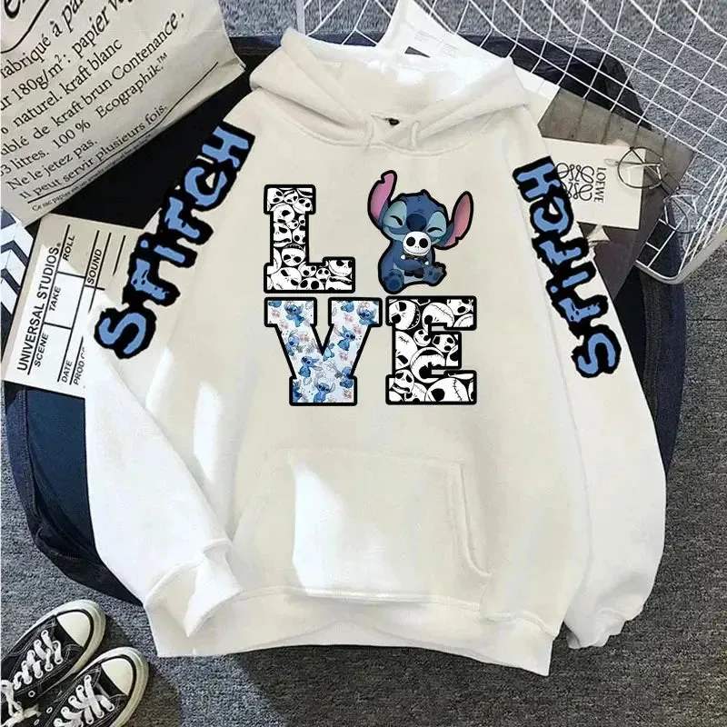 Disney Lilo Stitch Autumn Womens Hoodie Long-Sleeved Women's Sweatshirts Y2k Hoodies Clothes Casual Female Hoodies Sweatshirt