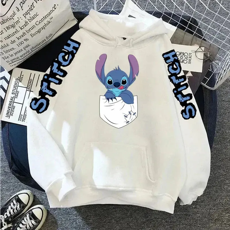 Disney Lilo Stitch Autumn Womens Hoodie Long-Sleeved Women's Sweatshirts Y2k Hoodies Clothes Casual Female Hoodies Sweatshirt