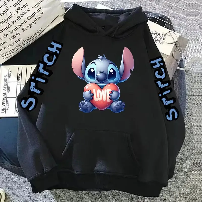 Disney Lilo Stitch Autumn Womens Hoodie Long-Sleeved Women's Sweatshirts Y2k Hoodies Clothes Casual Female Hoodies Sweatshirt