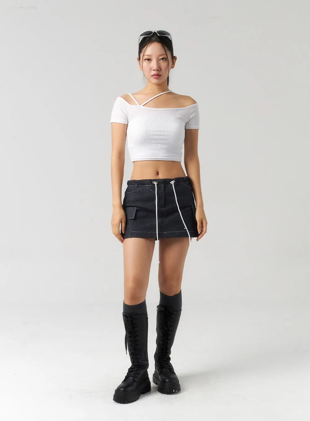 Drawstring Mini Skirt CU326