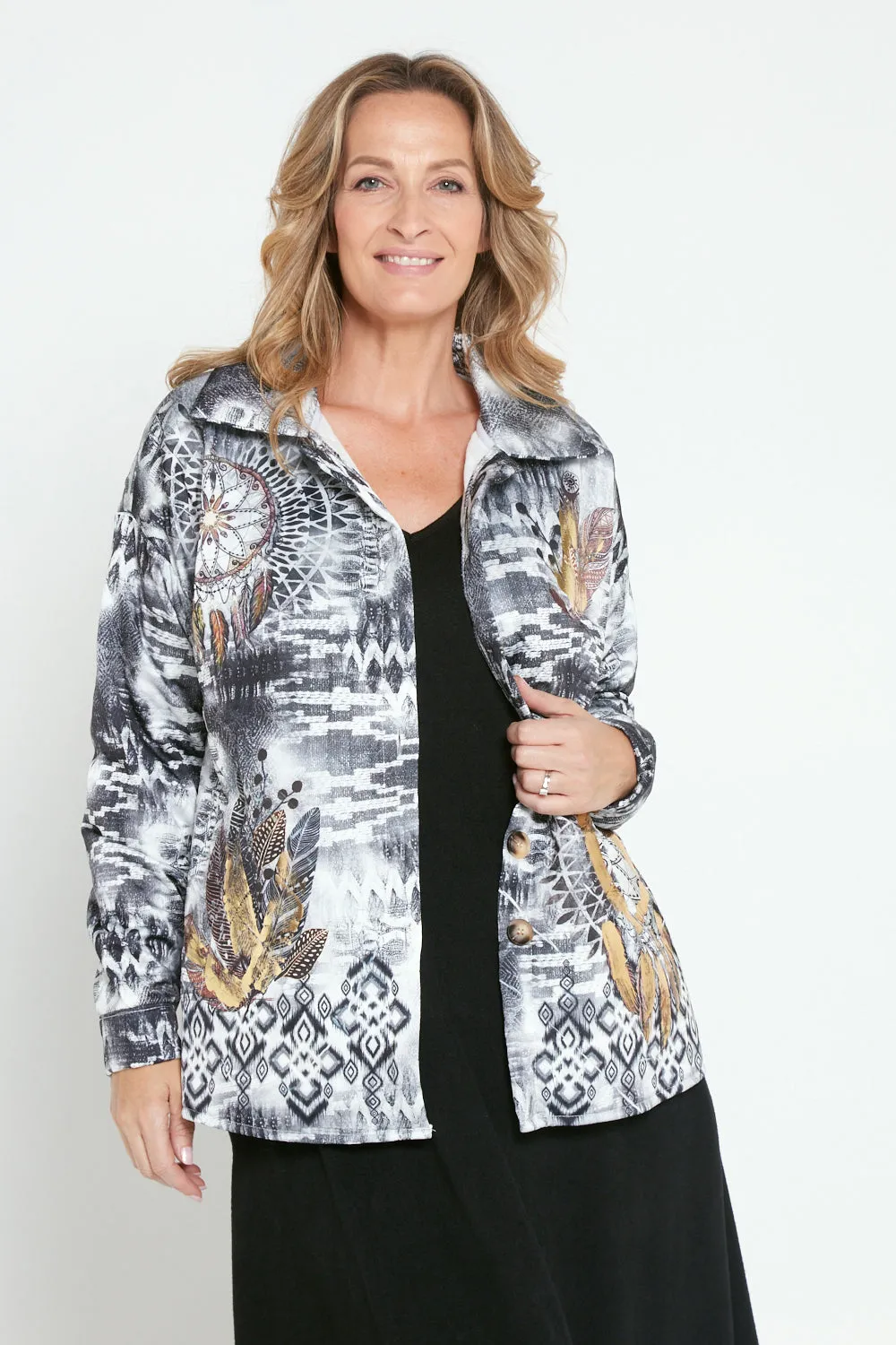 Elaine Quilted Jacket - Nero Gold Dream Catcher