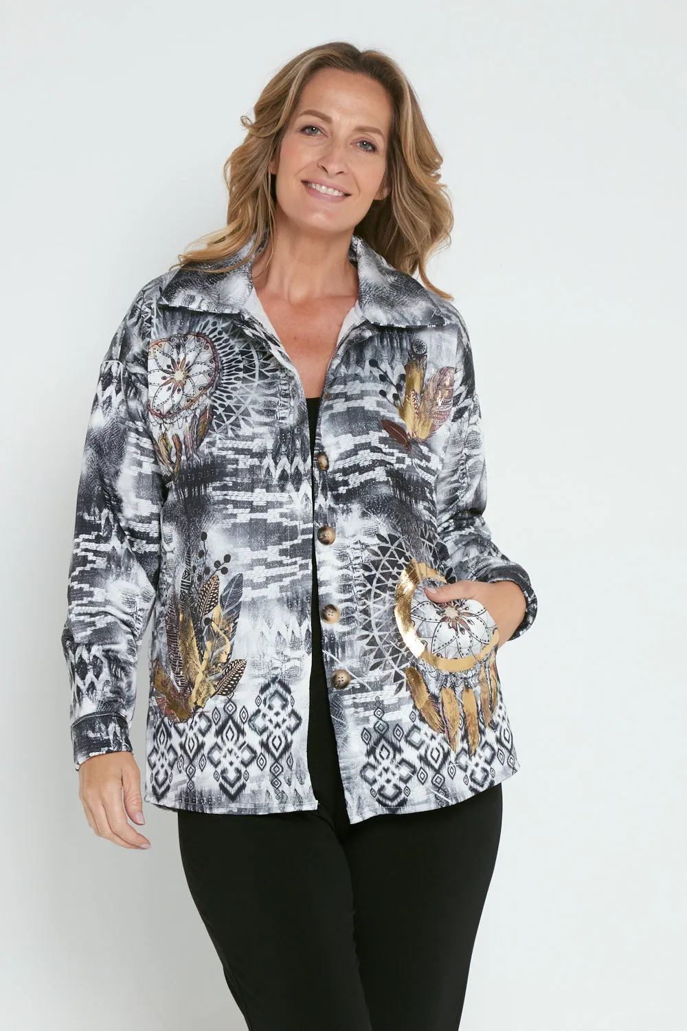 Elaine Quilted Jacket - Nero Gold Dream Catcher