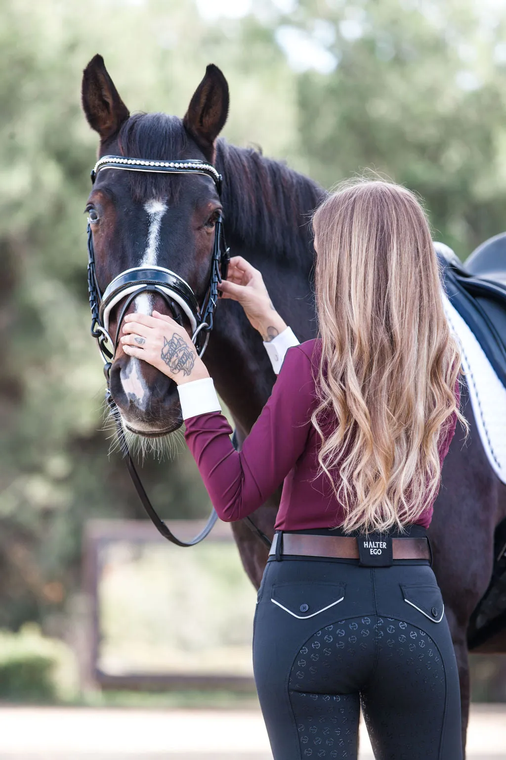 Elyse - Burgundy Long Sleeve Women's Riding Shirt